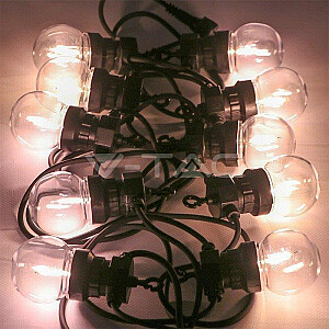 Garden garland V-TAC VT-71510 5W 5 m rope, 10 bulbs 0.5W IP44 3000K 550lm (SKU 212728) Black