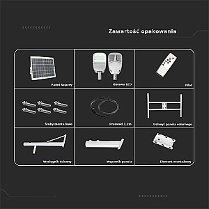 LED street luminaire V-TAC VT-ST303 solar 50W SAMSUNG CHIP IP65 LiFePo4 6000K 3000lm (SKU 20341) White