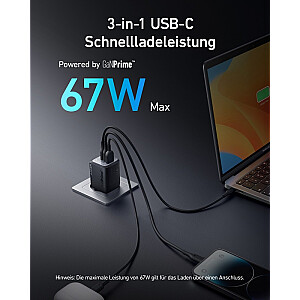 Сетевое зарядное устройство Prime 735, 67 Вт, 2xUSB-C, 1xUSB-A, черный 