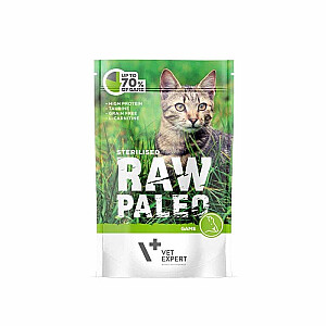 RAW PALEO Adult Cat Sterilized Game - mitrā barība kaķiem - 100 g