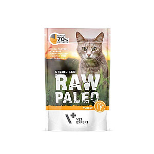 RAW PALEO Adult Cat Sterilized Turkey - mitrā kaķu barība - 100 g