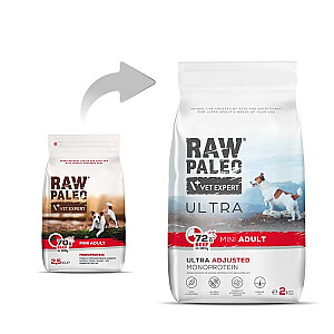 RAW PALEO Ultra Mini Adult Beef - sausā suņu barība - 2 kg