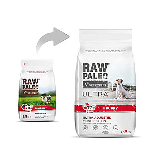 RAW PALEO Ultra Mini Puppy Beef - сухой корм для щенков мелких пород - 2 кг