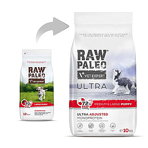 RAW PALEO Ultra Medium&Large Puppy Beef - sausā barība kucēniem - 10 kg