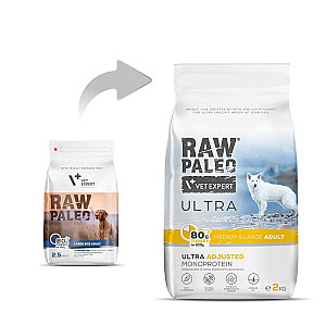 RAW PALEO Ultra Medium&Large Adult Turkey - сухой корм для собак - 2 кг