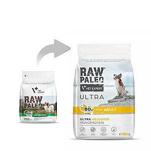 RAW PALEO Ultra Mini Adult Turkey - sausā suņu barība - 750 g