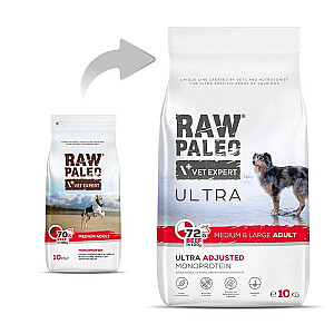 RAW PALEO Ultra Medium&Large Adult Beef - sausā suņu barība - 10 kg