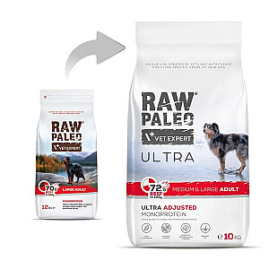 RAW PALEO Ultra Medium&Large Adult Beef - sausā suņu barība - 10 kg