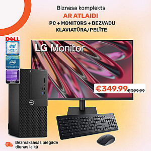 Business komplekts - Dators/Monitors/Bezvadu klaviatūra ar peli DELL 3050 Tower i7-7700 16GB 256SSD M.2 NVME WIN10Pro + Monitors LG 27MR400-B IPS 100Hz