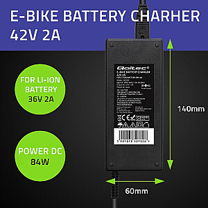 36V elektriskais velosipēdu lādētājs | 42V | 2A | 5,5*2,5