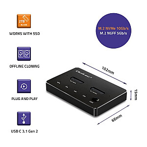 M.2 SSD dokstacija | NVMe | SATA | USB-C | DUAL 2 x 2 TB
