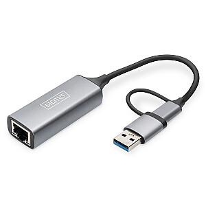 Проводная сетевая карта USB 3.1 Type C + USB A до 1x RJ45 2,5 Gigabit Ethernet 10/100/1000/2500 Мбит/с