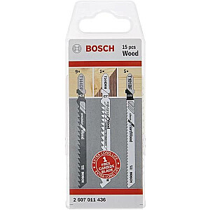 Bosch finierzāģa lupatiņu komplekts uz koka, 15 gab.