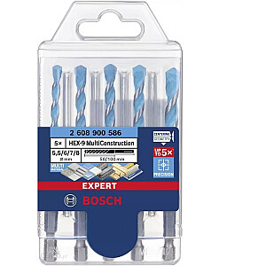 Grąžtų rinkinys Bosch Expert HEX-9 MultiConstruction, 5 vnt. (O 5,5/6/7/8 mm)