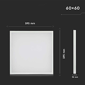 LED panel V-TAC VT-6139 36W 600x600 3in1 universal surface/flush mount 6500K 3960lm (SKU 638021)