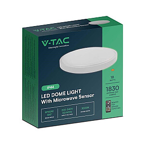 Plafond V-TAC VT-8618S surface-mounted 18W LED IP44 25cm motion detector 4000K 1830lm (SKU 76601) White