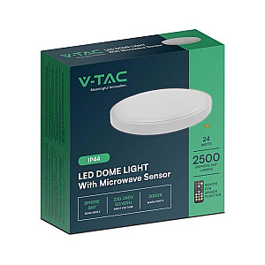 Plafond V-TAC VT-8624S surface-mounted 24W LED IP44 29cm motion detector 3000K 2500lm (SKU 76621) White