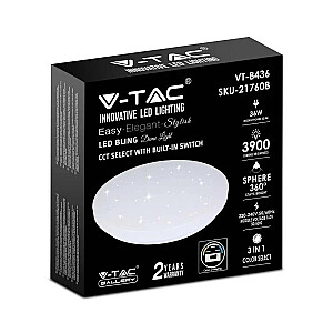 Plafond V-TAC VT-8436-S-N stars 36W IP20 CCT 3000K-6400K 3900lm (SKU 217608) White