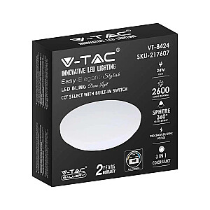 Plafond V-TAC VT-8424 milky 24W LED IP20 CCT fi.350 3000-6400K 2600lm (SKU 217607) White