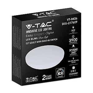 Plafond V-TAC VT-8436-M-N milky 36W IP20 CCT 3000K-6400K 3900lm (SKU 217609) White