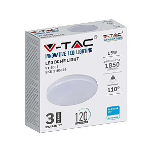 Plafond V-TAC VT-8033 surface-mounted 15W LED SAMSUNG CHIP IP44 120lm/W 4000K 1850lm (SKU 2155669) White