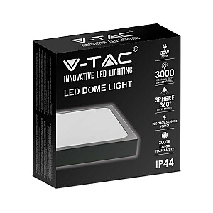 Plafond V-TAC VT-8630B-SQ 30W LED IP44 42x42cm 6500K 3000lm (SKU 7650) Black