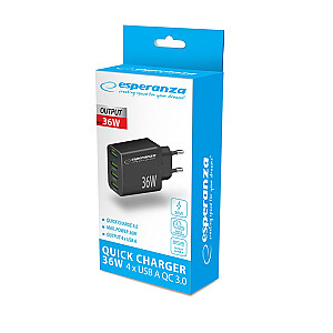 Esperanza EZC107K mains charger 36W Black