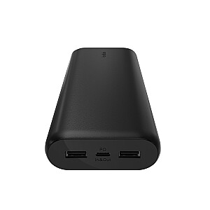 Powerbank BoostCharge 20kmAh 20W Compact 3 porti melnā krāsā