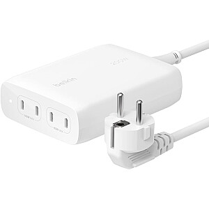 ЗАРЯДНОЕ УСТРОЙСТВО BELKIN WALL CHARGER 4X USB-C GAN 200 Вт, БЕЛОЕ