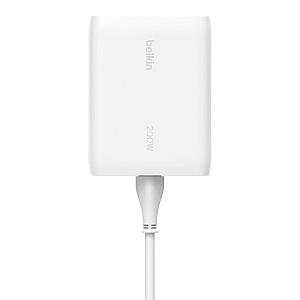 ЗАРЯДНОЕ УСТРОЙСТВО BELKIN WALL CHARGER 4X USB-C GAN 200 Вт, БЕЛОЕ