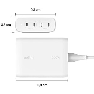 BELKIN WALL CHARGER 4X PORT USB-C GAN 200W, WHITE