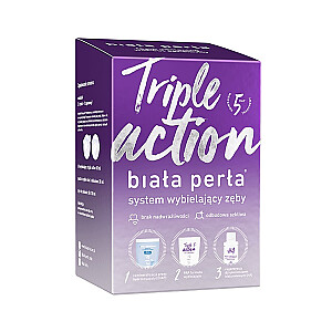 BIAŁA PERŁA SET Triple Action system wybielający zęby wybielająca pasta do zębów 30ml + wybielający żel 50ml + płyn do płukania 100ml +  nakładki do formowania x3 