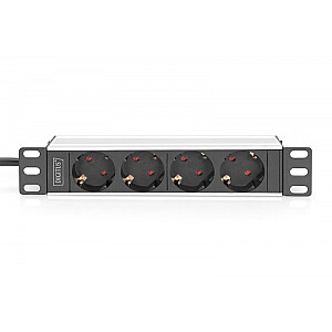 Удлинитель для шкафов 10" RACK 4xSchuko, 2м 1xUnischuko, 16А, алюминий