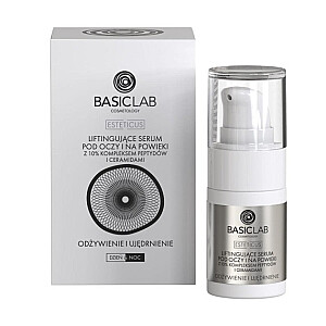 BASICLAB Esteticus Lifting serums acīm un plakstiņiem 10% Peptīdu un keramīdu komplekss, barojošs un stiprinošs 15 ml