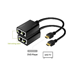 HDMI paplašinātājs līdz 30m, 1080p/60Hz, 0,3m