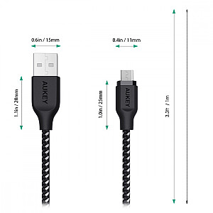 CB-AM2 neilona mikro USB-USB ātrās uzlādes kabelis | 2m | 480 Mbit/s