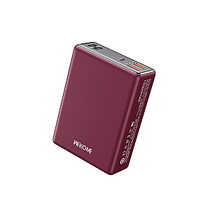 Power Bank 10000 mAh īpaši ātra uzlāde USB-C PD 20W + 2x USB-A QC3.0 22.5W Czerwony