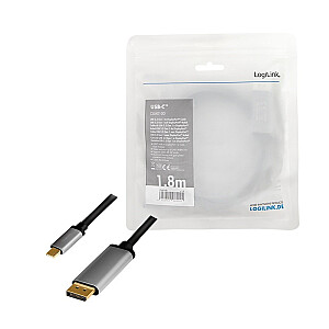 USB-C–DP kabelis, 4K, 60 Hz, alumīnijs, 1,8 m