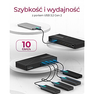 IB-DK2246-C dokstacija 11 vienā, HDMI, DP, LAN, TYPE-C