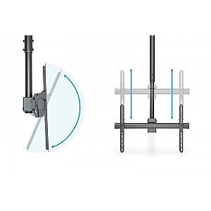 Griestu stiprinājums televizoram 37-70 collas, 50 kg, ar teleskopisku regulēšanu 560-910 mm Melns