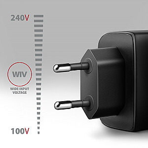 ACU-PQ45 2-portu lādētājs QC3.0,4.0/AFC/FCP/PPS/Apple + PD Type-C, 45W, melns