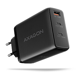 ACU-DPQ100 sienas lādētājs, GaN 100 W, 3 porti (USB-A + dubultā USB-C), PD3.0/QC4+/PPS/Apple, melns