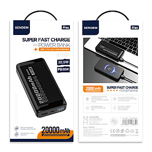 SENDEM PH82 powerbank 20000 mAh | 2,4A | LED | melns