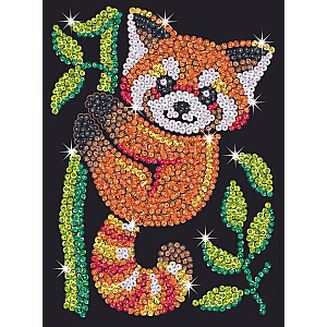 KITFIX Amatniecības komplekts Sequin Art Red spīdumiņu māksla, Sarkanā panda