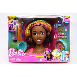 BARBIE STYLING HEAD NEON RAINBOW CURLY HAIR HMD79