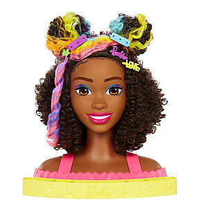 BARBIE STYLING HEAD NEON RAINBOW CURLY HAIR HMD79