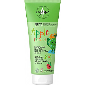 4ORGANIC dabīgs šampūns un mazgāšanas želeja bērniem 2in1 Apple Friends 200ml