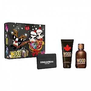 DSQUARED2 Wood Pour Homme EDT SET purškiklis 100 ml + DUŠO ŽELIS 100 ml + portfelis žemėlapyje