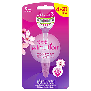 WILKINSON My Intuition Xtreme 3 Comfort Cherry Blossom vienkartiniai skustuvai moterims 6 vnt.