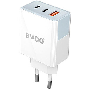 BWOO CDA133 Mobilo telefonu lādētājs USB + 2xUSB-C 3A 40W PD